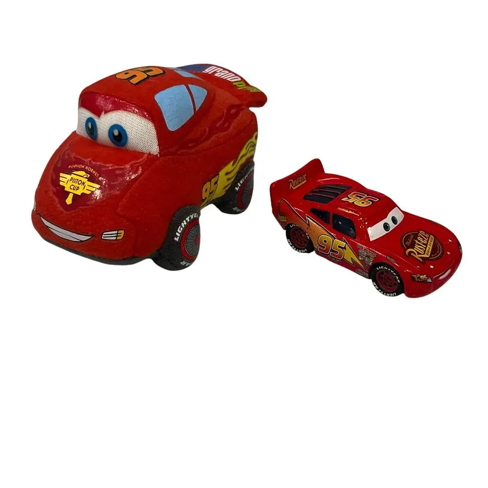Disney Pixar Cars Diecast 1:55 Scale #95 Lightning McQueen Rust-eze Car & Plush